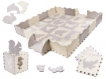 Piankowa edukacyjna mata puzzle, szara i ecru, 36 elementów, 150 × 150 cm