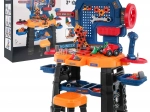Dziecięcy warsztat 3+ z interaktywną wkrętarką akumulatorową, stołkiem i 181 elementami
