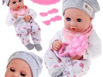Lalka niemowlę 32 cm z ruchomymi powiekami i zestawem do karmienia