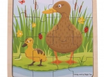 Drewniane puzzle ramkowe BIGJIGS TOYS kaczuszka z kaczątkiem – 16 elementów