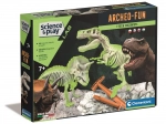 Clementoni Science & Play ArcheoFun: T‑Rex i Triceratops – zestaw wykopaliskowy ze świecącymi szkieletami