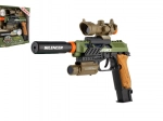 Plastowy pistolet ze światłem i dźwiękiem na baterie z akcesoriami
