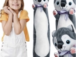 Pluszowy pies husky 70 cm KRUZZEL – długa przytulna zabawka i poduszka