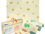 Duża dwustronna składana mata piankowa HUMBI 200 × 180 cm XPE z motywami słońca i księżyca