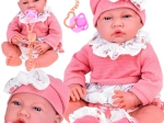 Interaktywne niemowlę 45 cm – miękkie ciałko i różowy zestaw ze smoczkiem