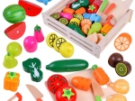 Drewniany zestaw owoców i warzyw do krojenia dla dzieci