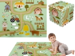 Piankowa mata do zabawy 90 × 90 cm – grube puzzle, 9 elementów HUMBI farma i wiejskie drogi