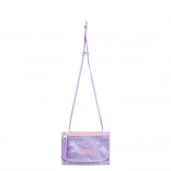 Baagl portfel na szyję Mazlíčci – fioletowy tekstylny portfel ze sznurkiem