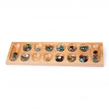 Drewniana gra Mancala z kolorowymi szklanymi kamykami Bigjigs Toys