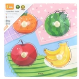 Drewniane puzzle Viga z uchwytami Owoce