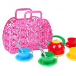 Kolorowy dziecięcy zestaw do herbaty w plastikowej torbie