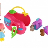 Lalka z przenośnym domkiem i zwierzątkami