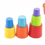 Plastowa składana piramida z kubeczków, kolorowa, 7 elementów