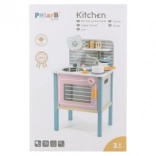 Drewniana dziecięca kuchnia z kuchenką i piekarnikiem