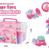 zestaw miękkich klocków konstrukcyjnych 32 szt. różowy z kufereczkiem