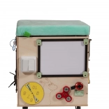 3w1 Montessori kostka manipulacyjna / taboret z siedziskiem i kółkami