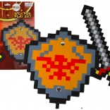 Piankowy rycerski zestaw z pikselowym mieczem i tarczą