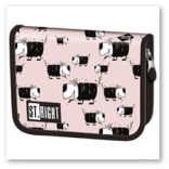 Różowy szkolny piórnik dwuklapkowy BAMBINO z psami