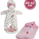 Ubranko dla lalki NEW BORN 40–42 cm – 4‑częściowy zestaw z dwustronnym kocykiem