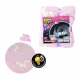 Pluszowy świecący koc z jednorożcem 130 × 150 cm, różowy