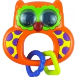 Dziecięca grzechotka z dźwiękiem Baby Mix sówka pomarańczowa