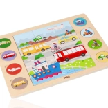 Drewniane puzzle cieniowe – środki transportu 17 szt. VIGA