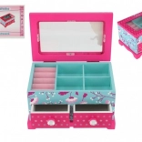 Drewniana szkatułka na biżuterię Princess z 2 szufladami i lusterkiem