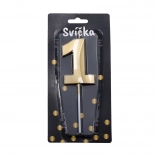 Świeczka imprezowa cyfra 1 złota