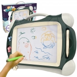 Kolorowa magnetyczna tablica do rysowania z 2 stempelkami w zielonym kolorze
