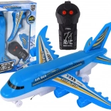 Zdalnie sterowany niebieski samolot dla dzieci z oświetleniem LED