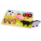 Bigjigs Toys drewniane puzzle wkładane farma
