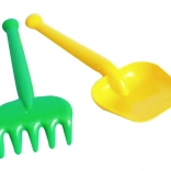 Plastowy zestaw ogrodowy dla dzieci – mała łopatka i grabki