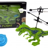 Latający dinozaur helikopter sterowany ręką zielony