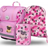 Zestaw przyborów szkolnych BAGGL Łapki: tornister, piórnik i worek