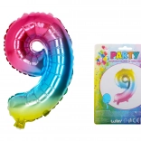 Balonik dmuchany tęczowy numer 9