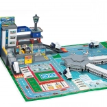 Garaż lotniskowy – zestaw z 4 autami i samolotem, metalowy