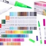 Dwukolorowe flamastry i cienkopisy w kufrze, 100 kolorów