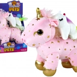 Pluszowy jednorożec z kołysanką różowy ze złotymi gwiazdkami