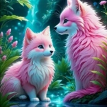 Diamentowa mozaika - Różowe lisy