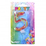 Świeczka imprezowa cyfra 5 – kreski