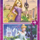 Puzzle DISNEY księżniczki 2×48 elementów – Roszpunka i Kopciuszek