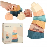 Montessori wieża sensoryczna z klocków konstrukcyjnych