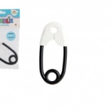 Plastowa biało-czarna grzechotka dziecięca w kształcie agrafki