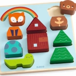 DJECO Puzz & Match Tęcza – drewniane puzzle i klocki dla najmłodszych
