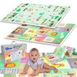 Składana dwustronna piankowa mata do zabawy HUMBI XPE 120 × 180 × 0,8 cm – zwierzątka i uliczki