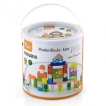 Drewniana układanka farma – 50 klocków w wiaderku