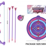 Dziecięcy łuk ze strzałami i tarczą, fioletowy, 57 cm