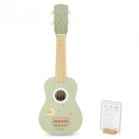 drewniane ukulele dla dzieci ze stojakiem i nutami Happy Birthday – zielone