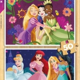 Drewniane puzzle DISNEY księżniczki 2×50 elementów