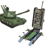 garażowy czołg z 4 autami, efektami świetlnymi i dźwiękowymi, 44 cm